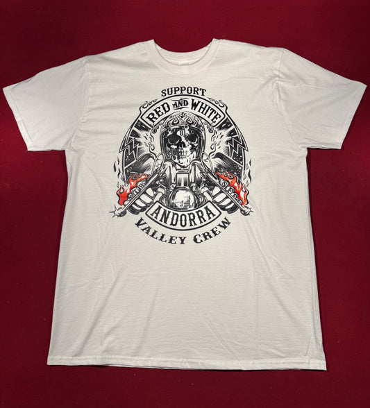 SUPPORT 81 VALLEY CREW WHITE BIKER T-SHIRT