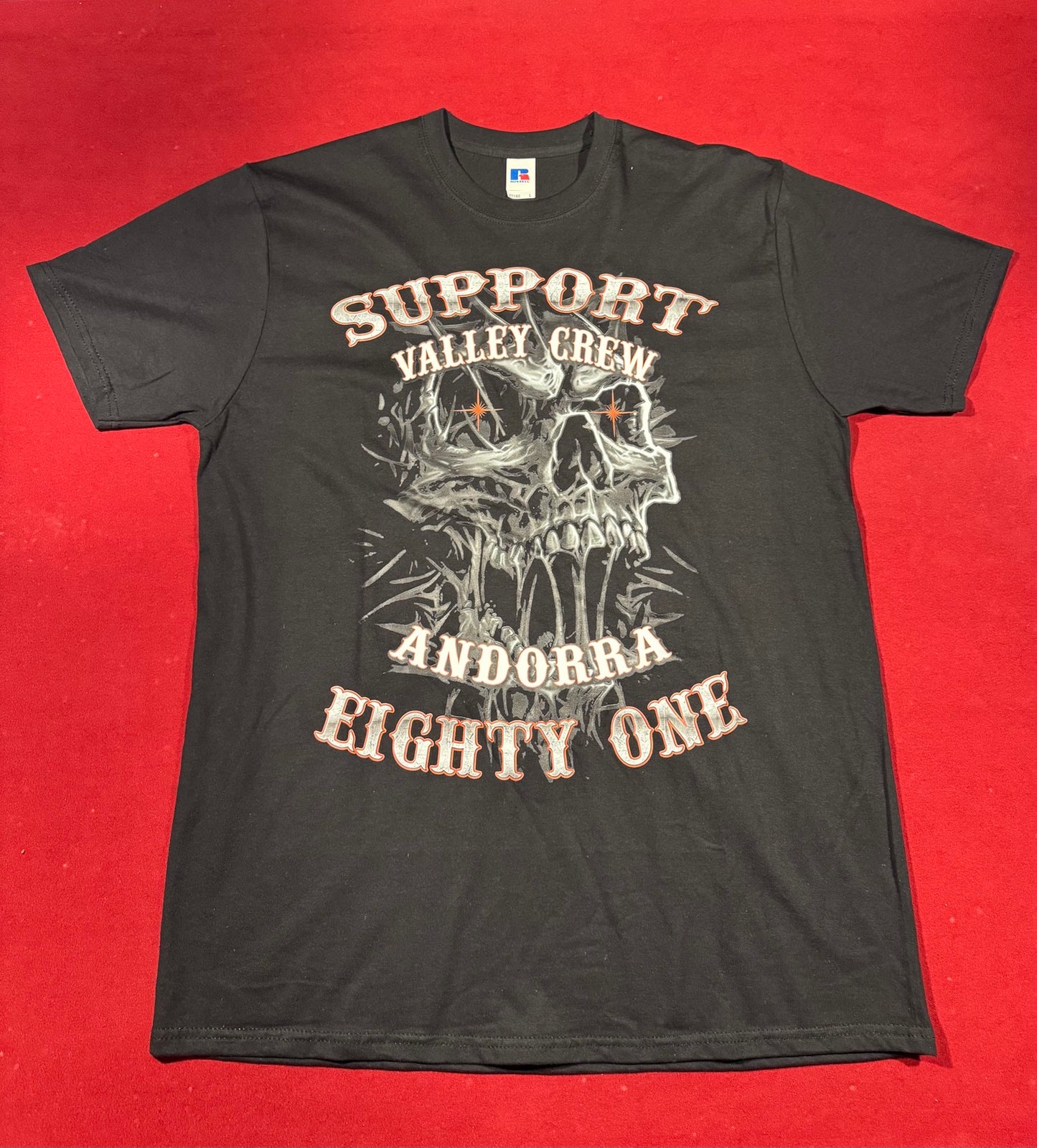 SUPPORT 81 VALLEY CREW SKULL T-SHIRT