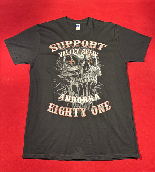 SUPPORT 81 VALLEY CREW SKULL T-SHIRT