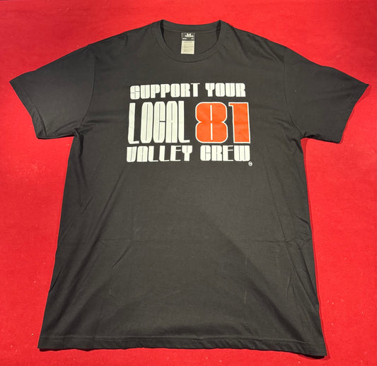 SUPPORT 81 VALLEY CREW BLACK T-SHIRT